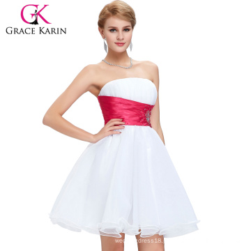 Grace Karin Fashion Strapless Short Puffy White Homecoming Party Dresses CL4097-2